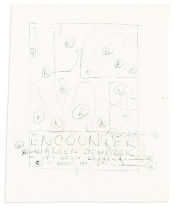 INDIANA, ROBERT. Group of 22 drawings, most in pencil, designs for various artworks or advertisements,